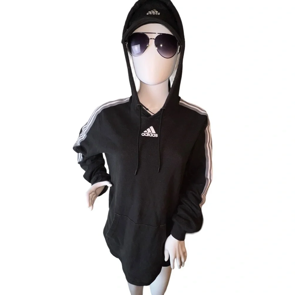 Adidas Pullover Sweatshirt Hoodie in Mottled Black